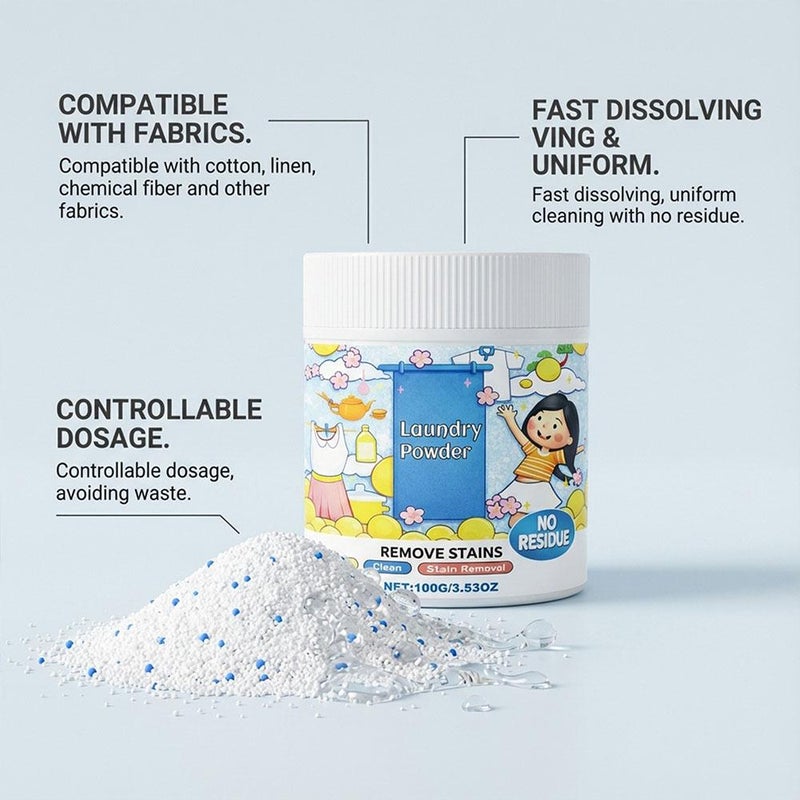 Hyper Concentrated Strong Stain Remover Powder for Clothes 500g,16.67 Fl Oz Natural Oxygen Laundry Powder Stain Remover,Powerful Cleaning Removes Milk Sweat Oil Fruit Stains,Safe For Fabrics (1pcs) - Image 4